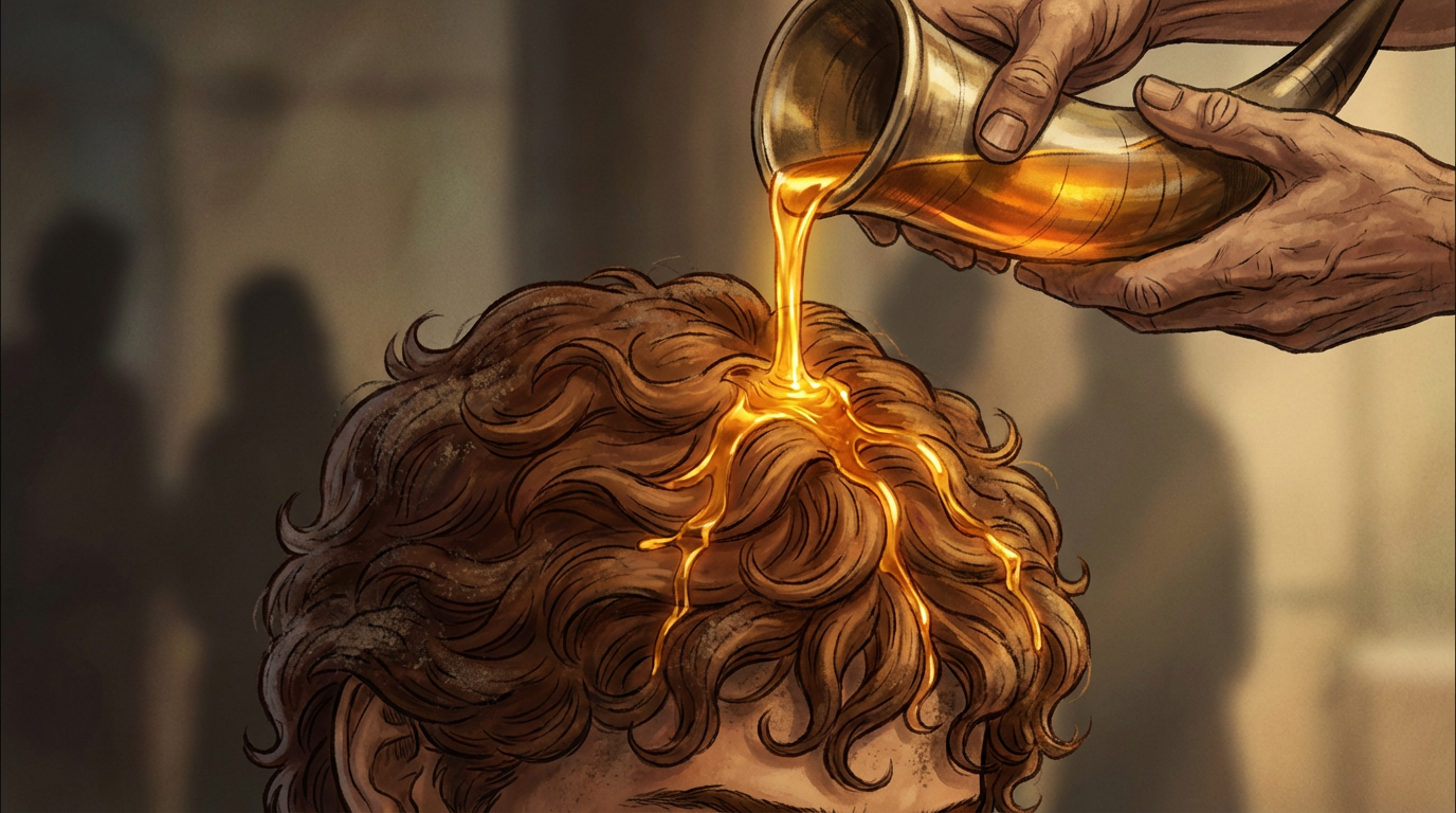 The stone flying toward Goliath